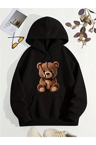 LELVANİ سترة بغطاء رأس مطبوعة بنقشة دمية الدب