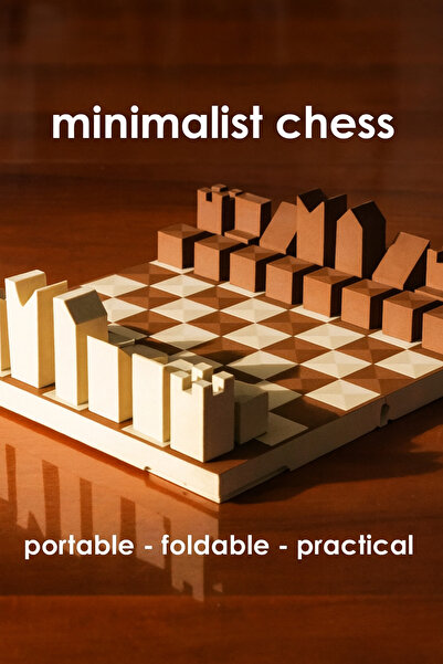 ALESTA TASARIM مجموعة شطرنج صغيرة محمولة بسيطة باللون البني