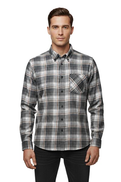 KAMER Men's Winter Long Sleeve Single Pocket Shirt 3783 Bgl-St04808