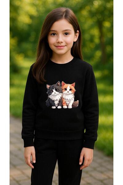 playwear Φούτερ Ομάδας DOUBLE CAT με στάμπα για κορίτσια και αγόρια, με λαιμό...