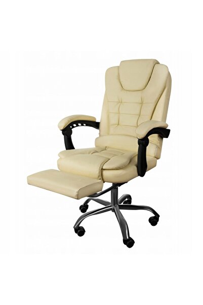 Malatec Scaun de birou cu suport pentru picioare, rotativ, piele ecologică, c...