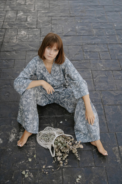 Richo Homewear MAY Jakarlı Muslin Anvelop Takım, %100 Pamuk Kadın Ev Giyimi, ...