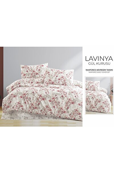 Bella Home طقم غطاء لحاف مزدوج 100% قطن معبأ في صندوق لافينيا روز داستي