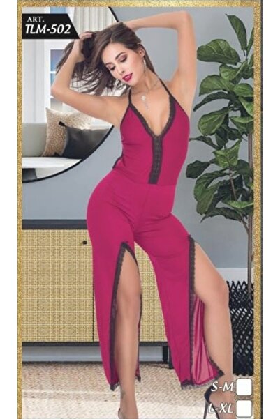 SİERNA Thin Strap Lace Fancy Jumpsuit – Fuchsia