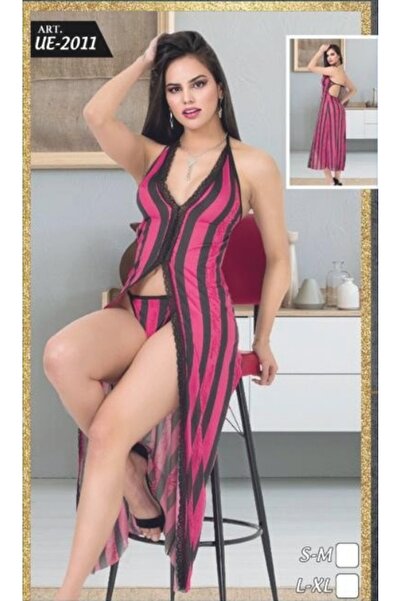 SİERNA Μακρύ νυχτικό από σατέν με λουλουδάτο σχέδιο