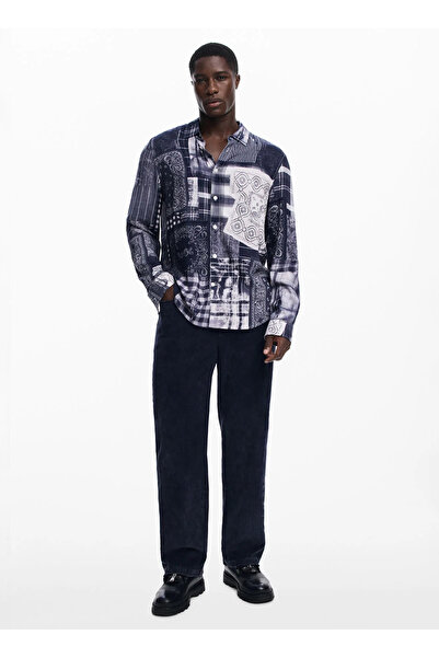 Desigual Normal Bel Regular Fit Siyah Erkek Chino Pantolon 25WMPW15_PANT_B WA...