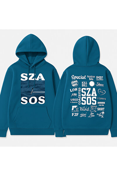 MARKATEM Hanorac din bumbac cu 3 fire cu buzunar cangur, imprimeu ssa,sos swe...