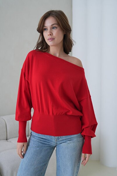 mysimy Geniş Yaka Kol detaylı Premium / Özel iplik Kazak