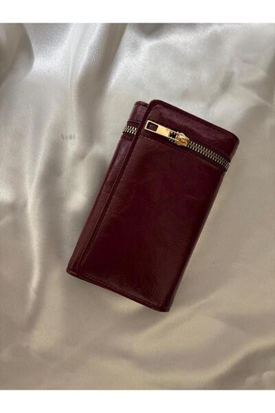 Süzer Deri Fermuar Detaylı Çok Bölmeli Cüzdan