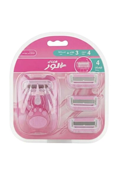lor ماكينة حلاقة نسائية بثلاثة رؤوس وأربعة شفرات