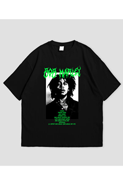 SVART WEAR تي شيرت بوب مارلي مطبوع قصة فضفاضة للجنسين