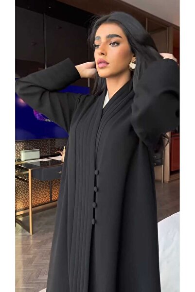 LAMSA ABAYA عباية عهد نص كلوش بكسرات أمامية – قماش إنترنت فاخر