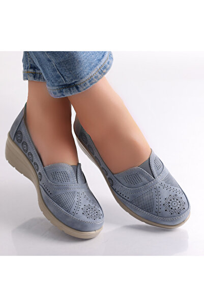 OEM Dinda Women's Casual Blue Shoes Made of Ecological Leather, Size 37