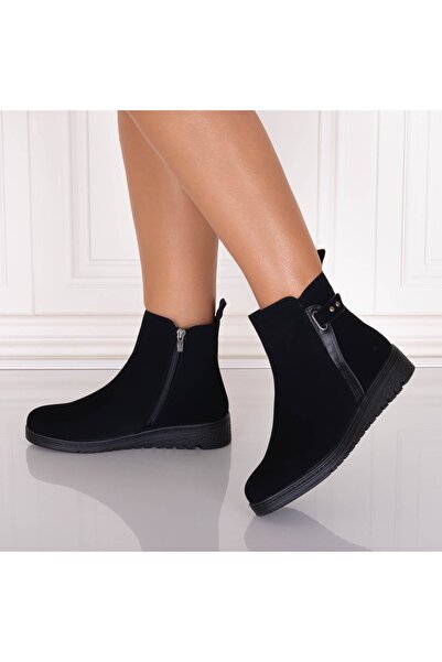 ADS Ghete negre pentru femei cu căptușit cu blană, din piele piele întoarsă ,...