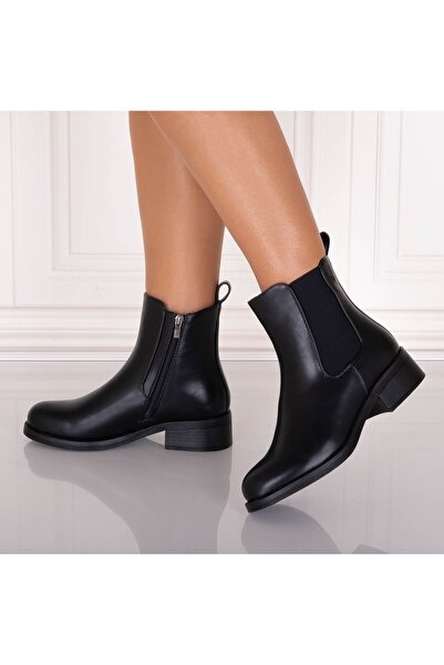 Botinelli Ghete de damă negre cu blană, din piele ecologică, Vilma, mărimea 41