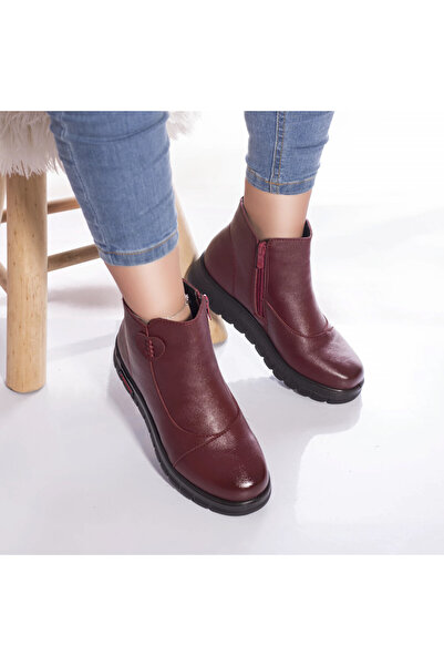 Botinelli Flat boots, burgundy fur-lined -leather, 39
