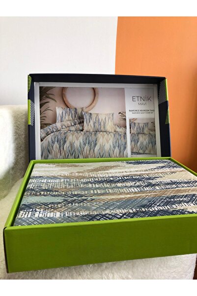 Bella Home طقم غطاء لحاف مزدوج 100% قطن أزرق في علبة