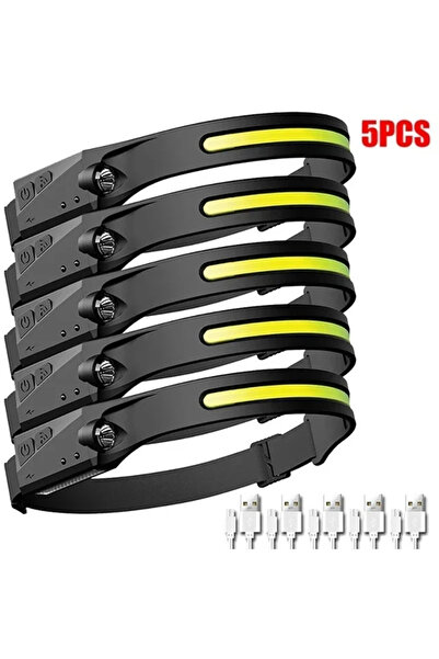 Heinast 5 مصابيح أمامية LED مزودة بمستشعر، مصباح كشاف للتخييم، مصباح يدوي قاب...