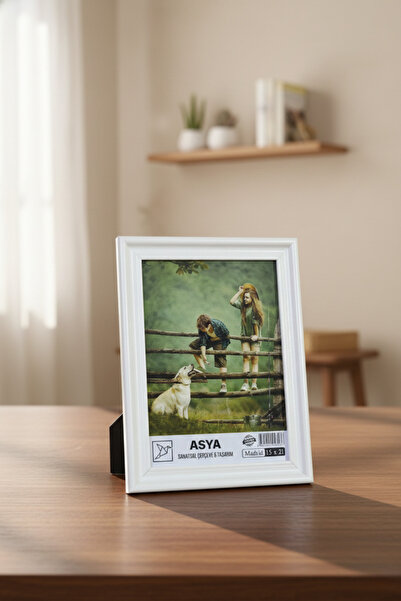 Asya Çerçeve Decorative Madrid 15X21 White Plastic Photo Frame with Glass and...
