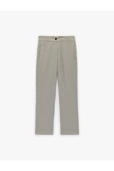 Koton Viscose Blend Regular Fit Plaid Cigarette Pants
