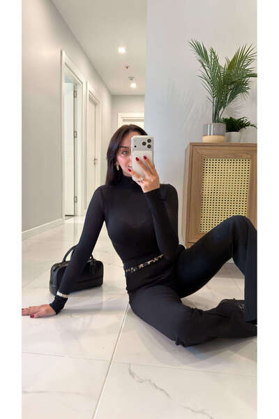 BİRCANÇİL Μπλούζα από κασμίρ με μαύρο ζιβάγκο Dlvin Wersa