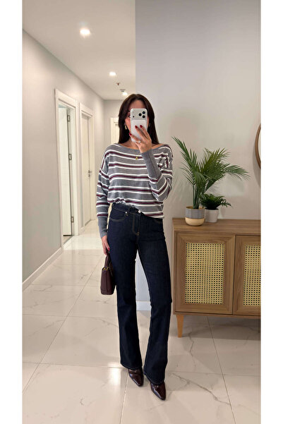 BİRCANÇİL Dlvin Gosse Navy Blue Low Waist Bootcut Jeans