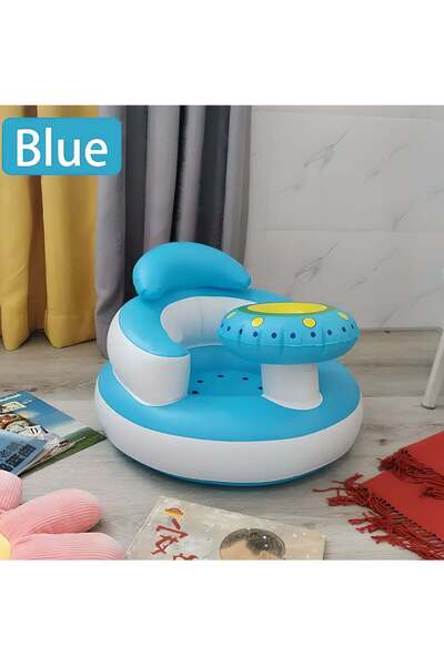 LIXADA مقعد أطفال قابل للنفخ مع حامل للوعاء (أزرق) - مقعد أرضي محمول للأطفال ...