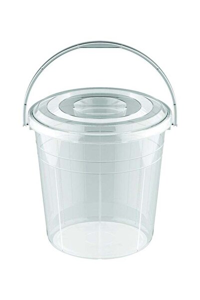 Cosmoplast دلو بلاستيكي دائري سعة 20 لترًا بغطاء ومقبض (شفاف)