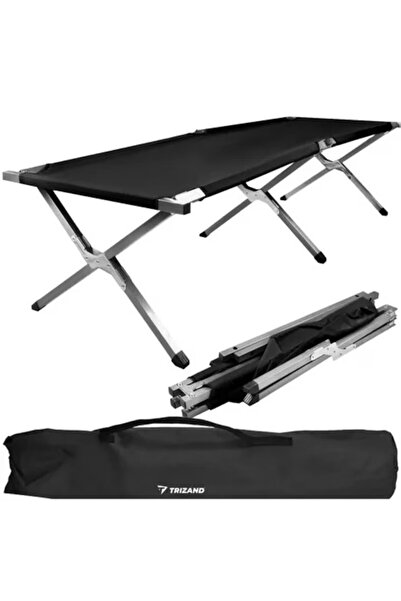 Trizand Folding camping bed, Trizand, black, 189x70x43cm, capacity 110kg, set...