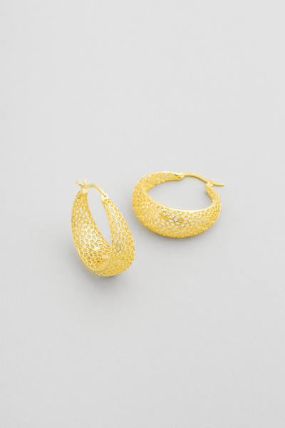 So CHIC... Saray Dokunuşu 18 Ayar Sarı Altın Kaplama Gümüş Halka Küpe