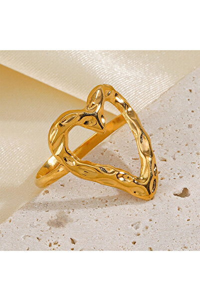 Choice خاتم زاكول ذهبي اللون من الفولاذ المقاوم للصدأ بتصميم قلب مجوف غير منت...