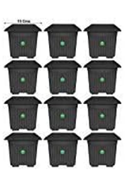 TrustBasket UV-treated Square Plastic Plant Pot, 20 cm, Black, Pack of 12