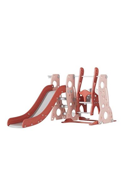 Generic feelbaby Playhouse Plastic Toddler Playset – Slide, Swing & Basketball, Pink & Red