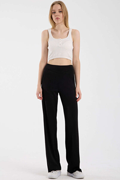 Sementa Soft Textured Wide Leg Sweatpants - Black