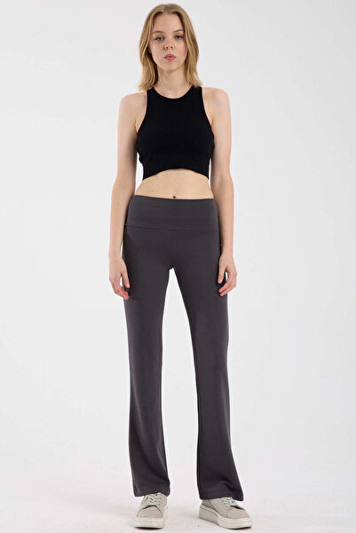 Sementa High Waist Soft Textured Sweatpants - Anthracite