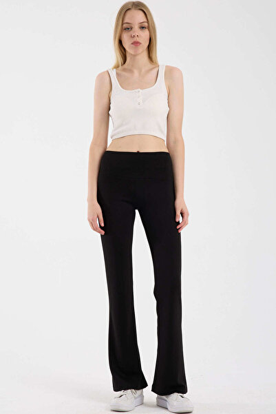 Sementa High Waist Soft Textured Sweatpants - Black