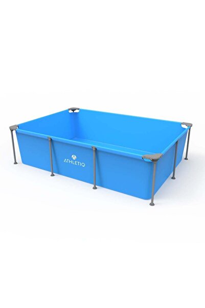 ATHLETIQ طقم مسبح مستطيل بإطار مع مضخة فلتر سعة 300 جالون، أبعاده 2.58 متر × 1.79 متر × 66 سم