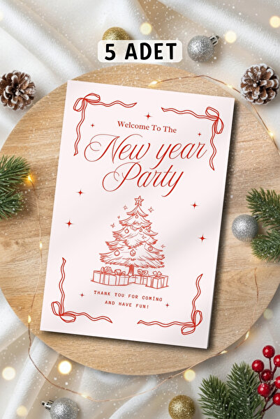 Metranya Yılbaşı Temalı Masa Kartı 5 Adet Masa Dekor İsimliği Sunum Kartı Yılbaşı Sofra Süsü Yılbaşı Hediyesi