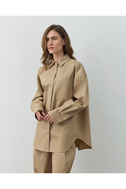 Aybikestil Paper Gabardin Basic Must Gömlek Camel