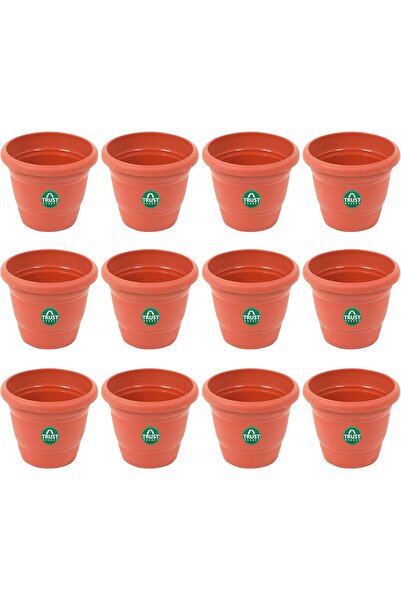 TrustBasket UV-treated Plastic Round Plant Pot (20 cm) by — Terracotta, Set o...