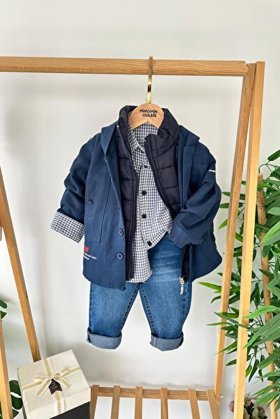 Minigimin Cicileri Set de set cu vestă cămăși pentru băieți cu cămașă cu caro...