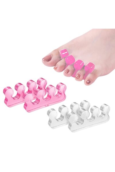 Choice3 فواصل أصابع القدم باللونين الوردي والأبيض، 4 قطع، زوجان، لعلاج أورام ...