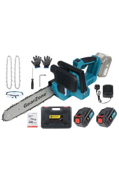 GearZone منشار كهربائي لاسلكي بدون فرش مقاس 12 بوصة مع بطاريتين 21 فولت