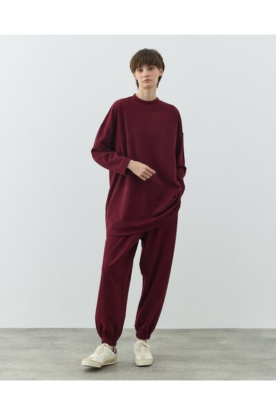 Aybikestil Selanik Fitilli Örme Jogger Takım Bordo