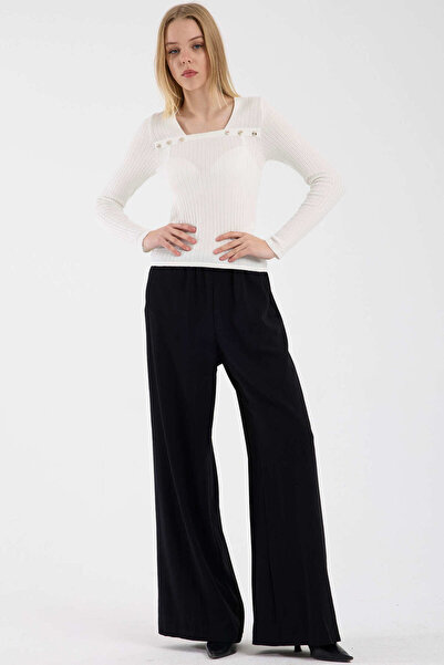 Sementa Square Neck Corded Fabric Knitwear Sweater - Bone