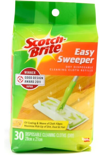Generic Scotch-Brite Dry Mop Cloths, Green, 28x21 cm, Pack of 30, Oiled, Electrostatic, Refillable
