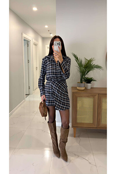 BİRCANÇİL Rochie în carouri Genisra bleumarin