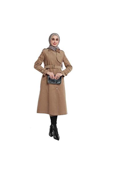 Abacı 26K17583 TRENCHKOT KADİFE ÖNÜ ÇITÇIT KAPAMA CAMEL