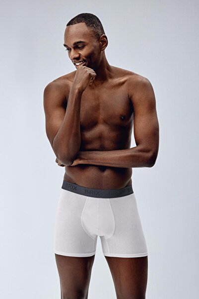 Brix Ανδρικό Βαμβακερό-Ελαστικό Μπόξερ Διπλό Λευκό Χρώμα