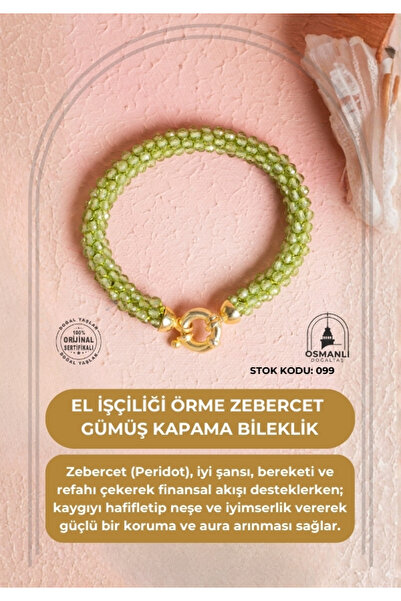 OSMANLI DOĞAL TAŞ Certified Handcrafted Knitted Zebercet Silver Clasp Bracelet (Sk:099)